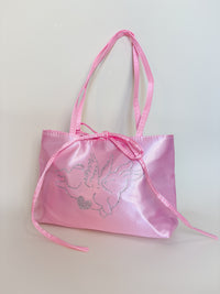 Pink Angel Bunny Bedazzled Satin Shoulder Bag