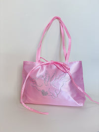 Pink Angel Bunny Bedazzled Satin Shoulder Bag
