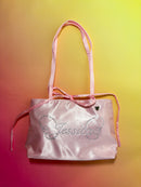 Pink Angel Wings Bedazzled Satin Shoulder Bag