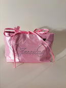 Pink Angel Wings Bedazzled Satin Shoulder Bag