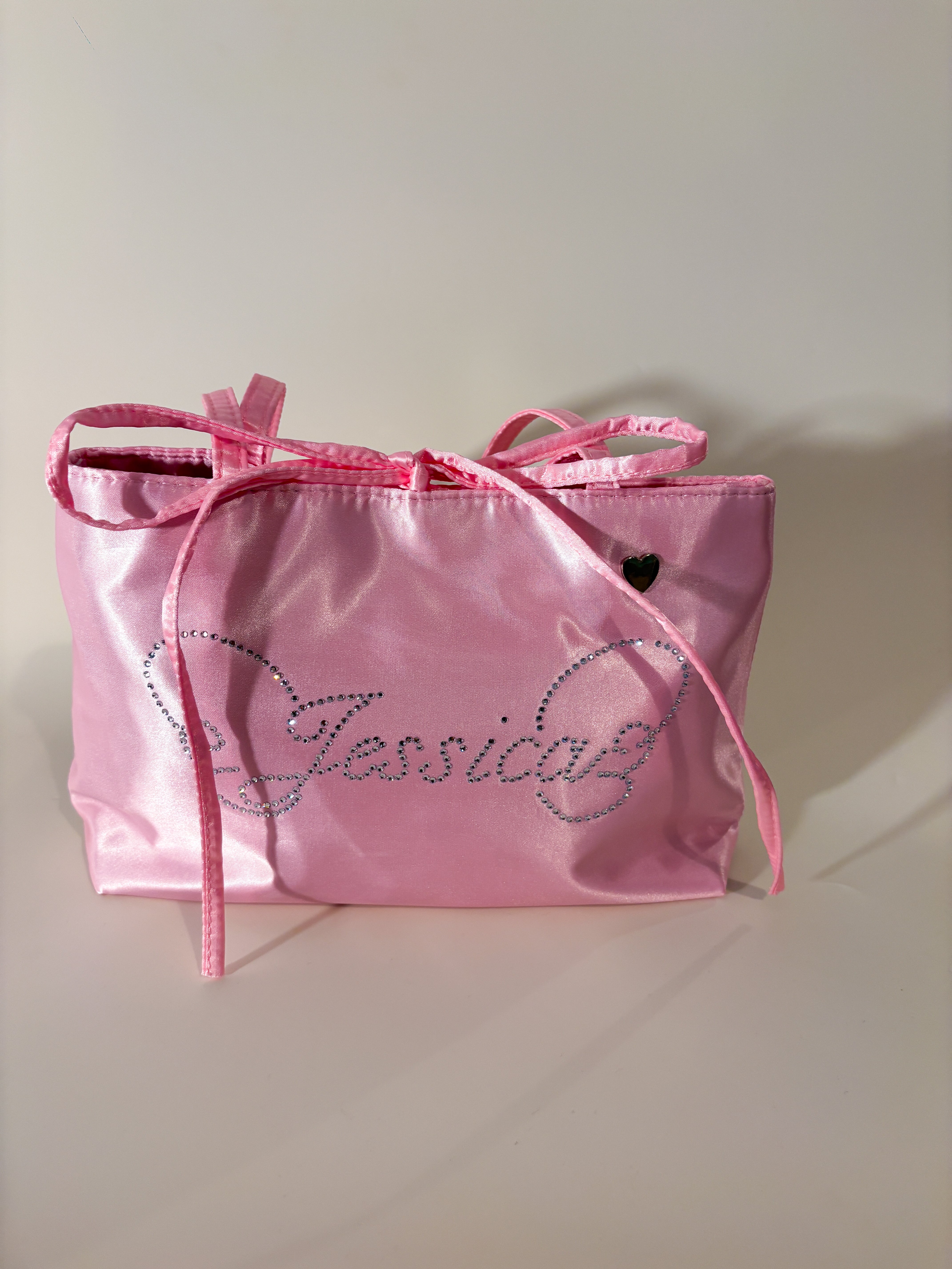 Pink Angel Wings Bedazzled Satin Shoulder Bag