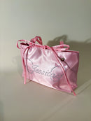 Pink Angel Wings Bedazzled Satin Shoulder Bag
