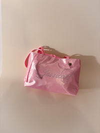Pink Angel Wings Bedazzled Satin Shoulder Bag