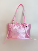 Pink Angel Wings Bedazzled Satin Shoulder Bag