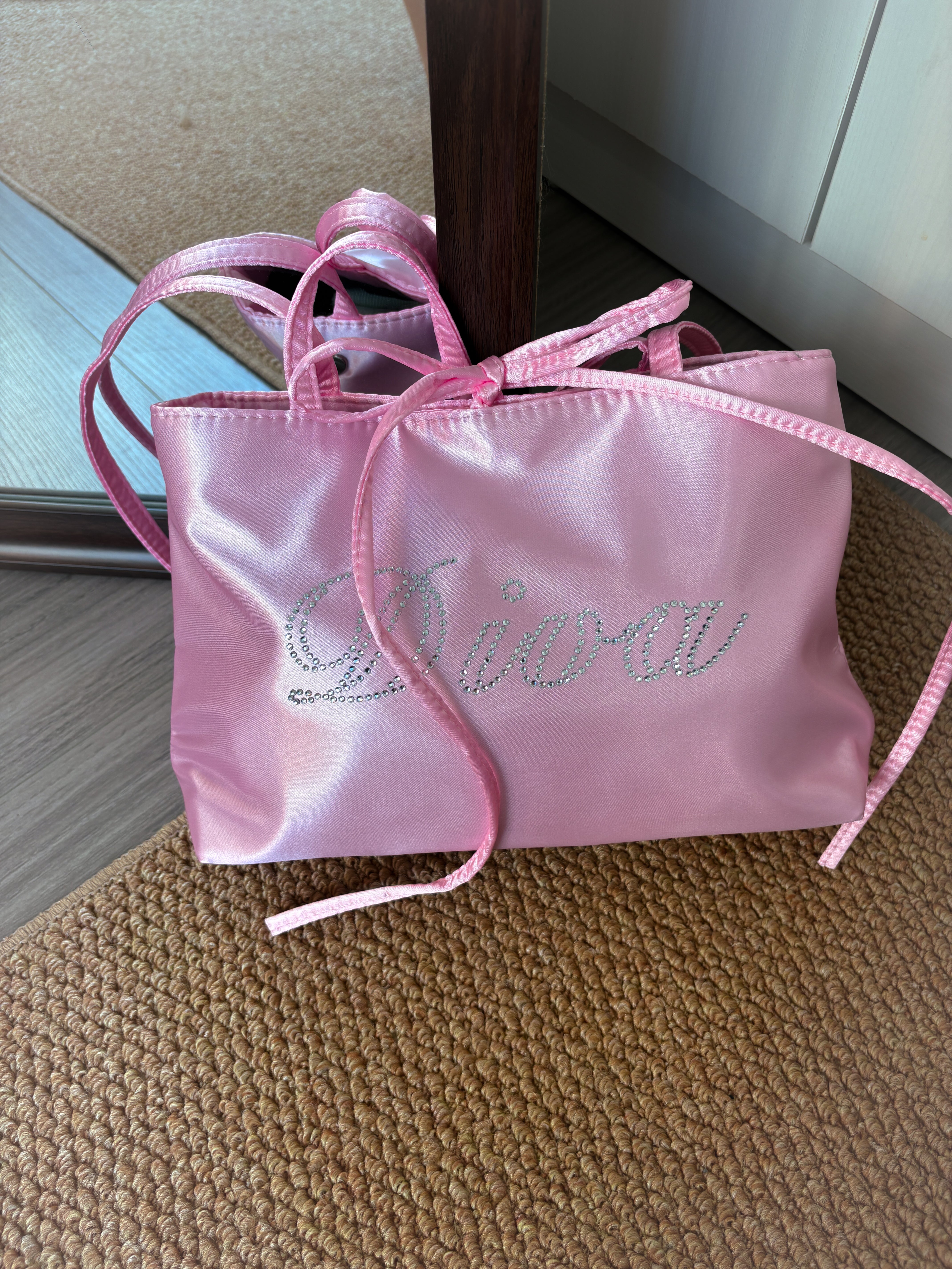Pink Diva Bedazzled Satin Shoulder Bag