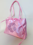 Pink Hibiscus Bedazzled Satin Shoulder Bag