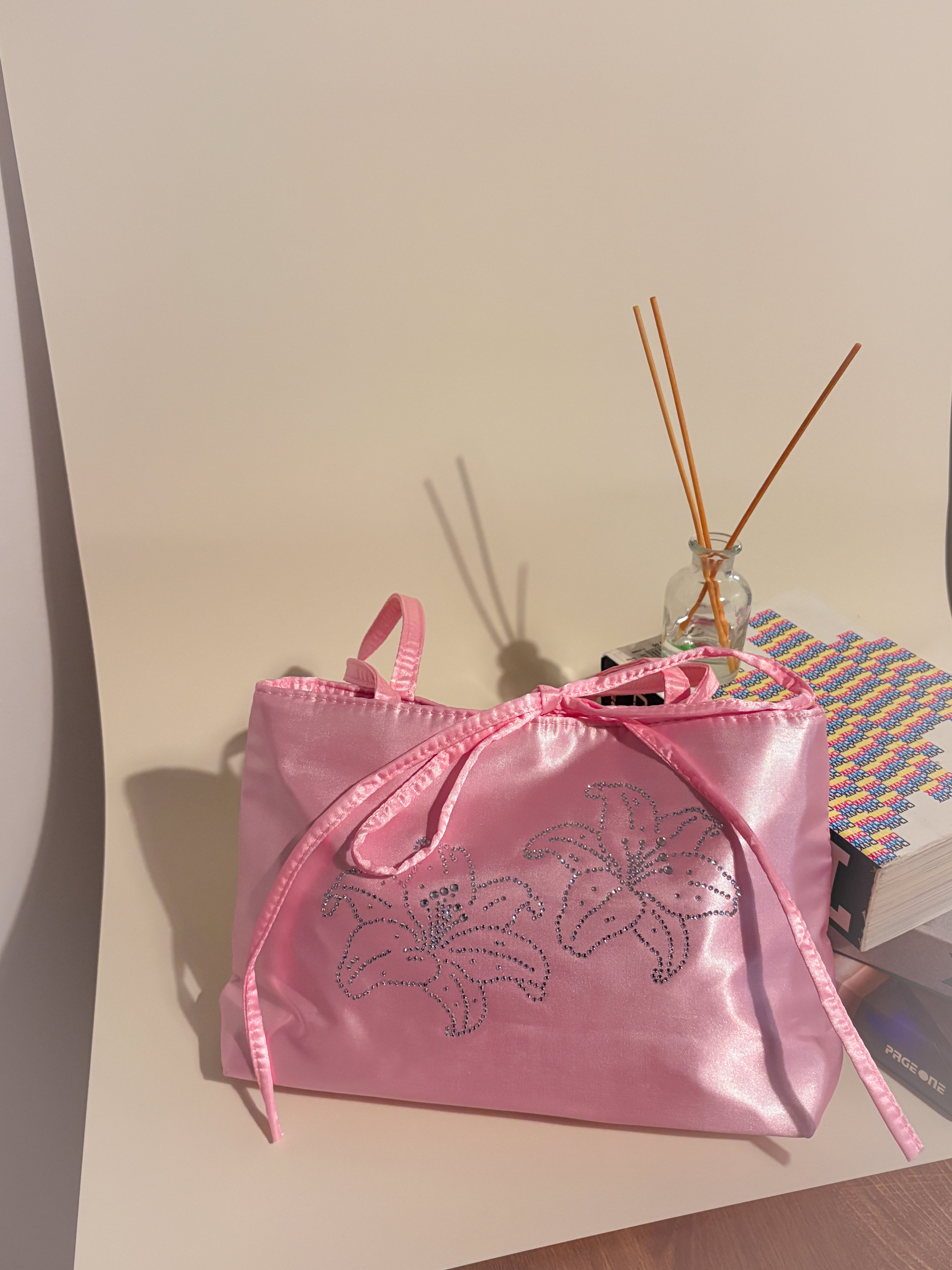 Pink Lily Bedazzled Satin Shoulder Bag