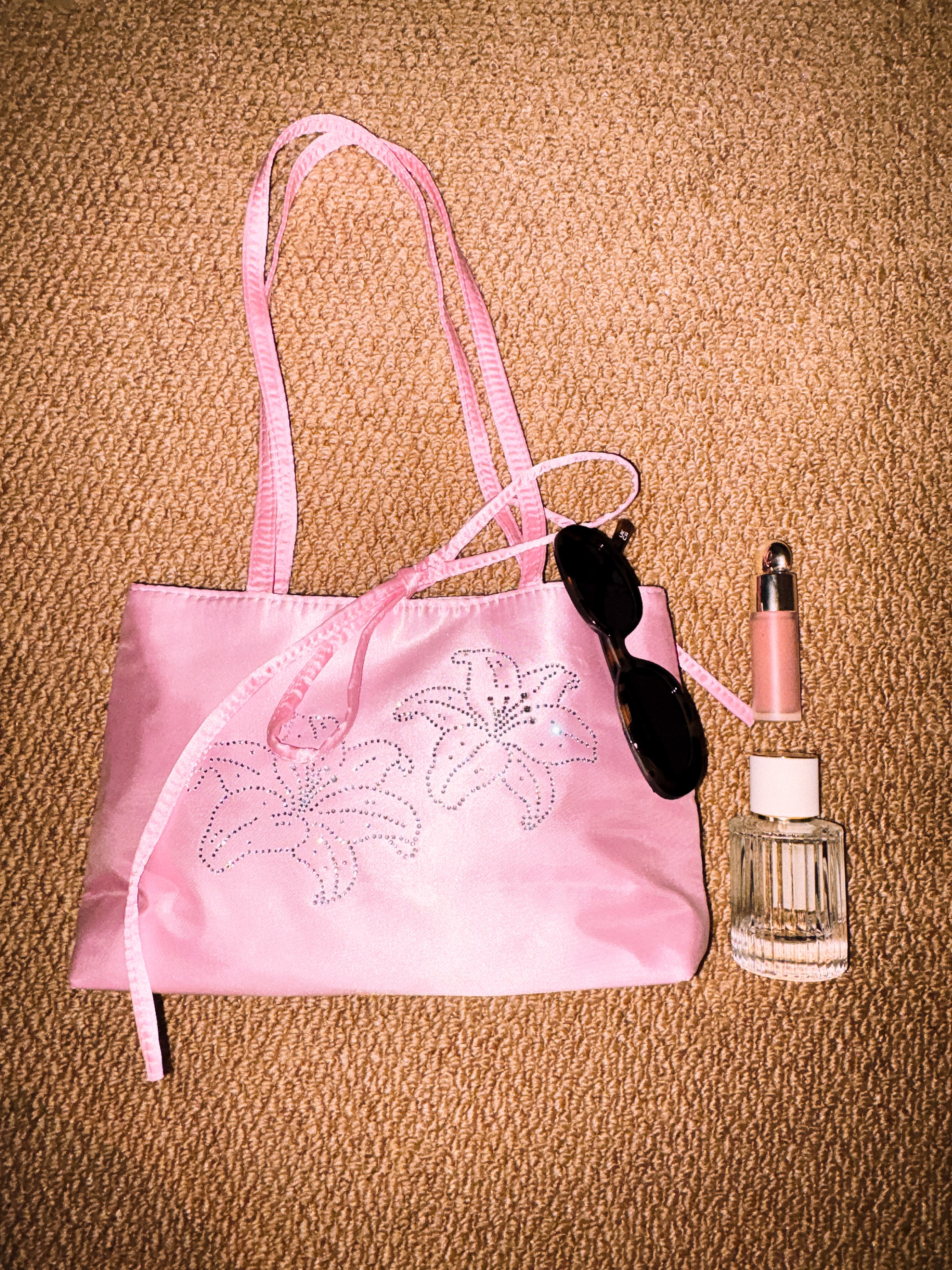 Pink Lily Bedazzled Satin Shoulder Bag