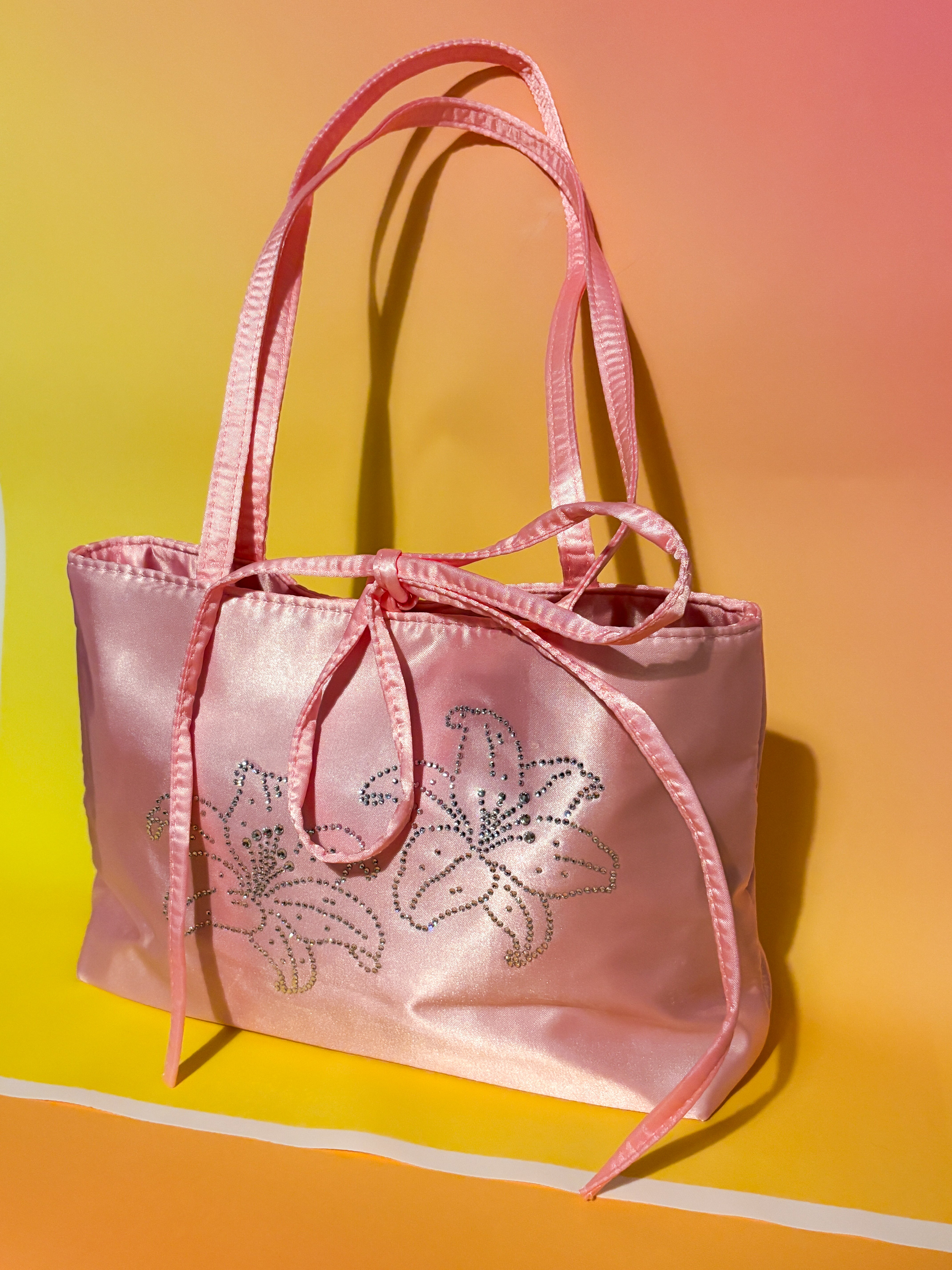 Pink Lily Bedazzled Satin Shoulder Bag