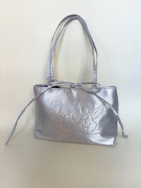Silver Angel Bedazzled Satin Shoulder Bag