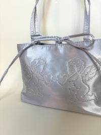 Silver Angel Bedazzled Satin Shoulder Bag