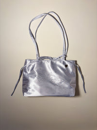 Silver Dolphin Bedazzled Satin Shoulder Bag