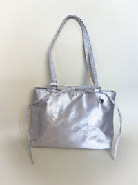 Silver Dolphin Bedazzled Satin Shoulder Bag
