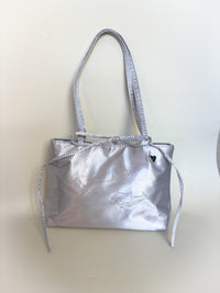 Silver Dolphin Bedazzled Satin Shoulder Bag