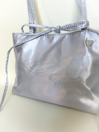 Silver Dolphin Bedazzled Satin Shoulder Bag